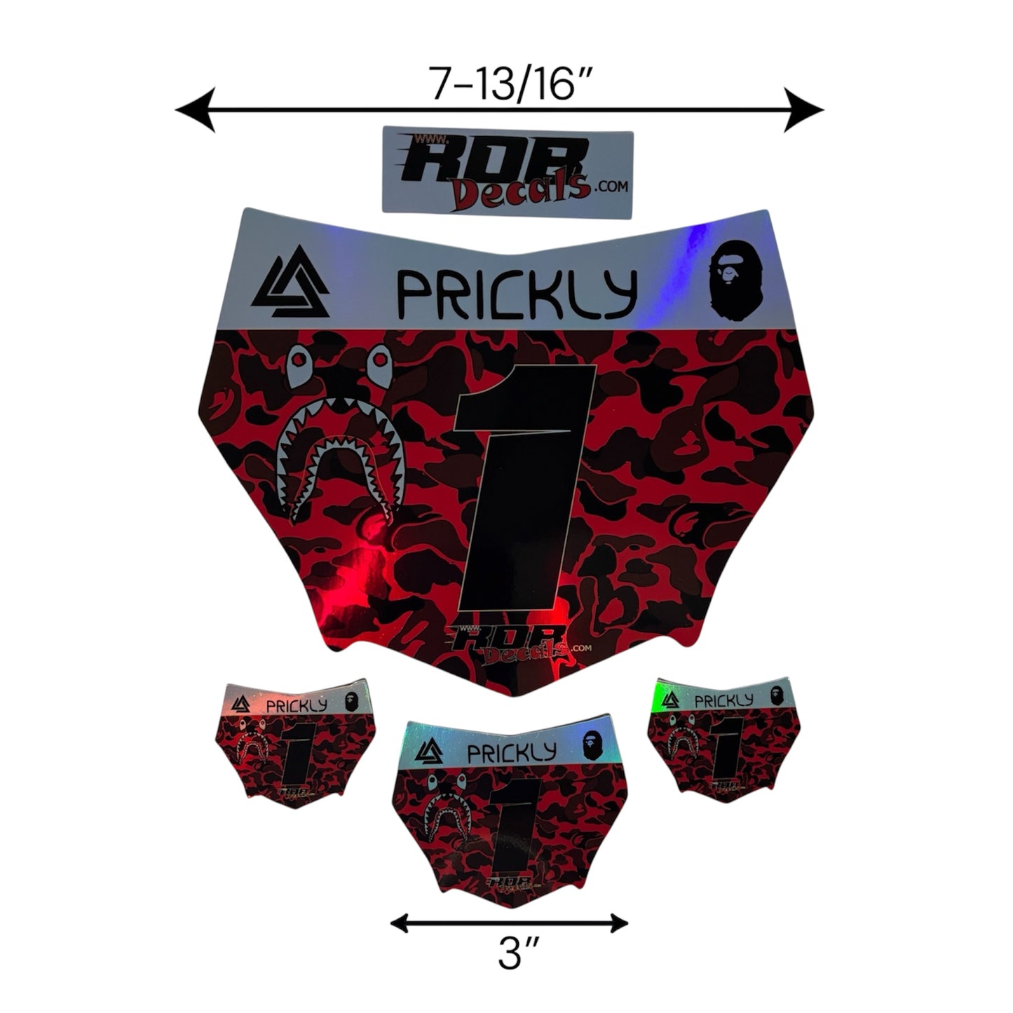 MotoCutz Plate Decal — Red Designer Camo (Holographic Chrome)