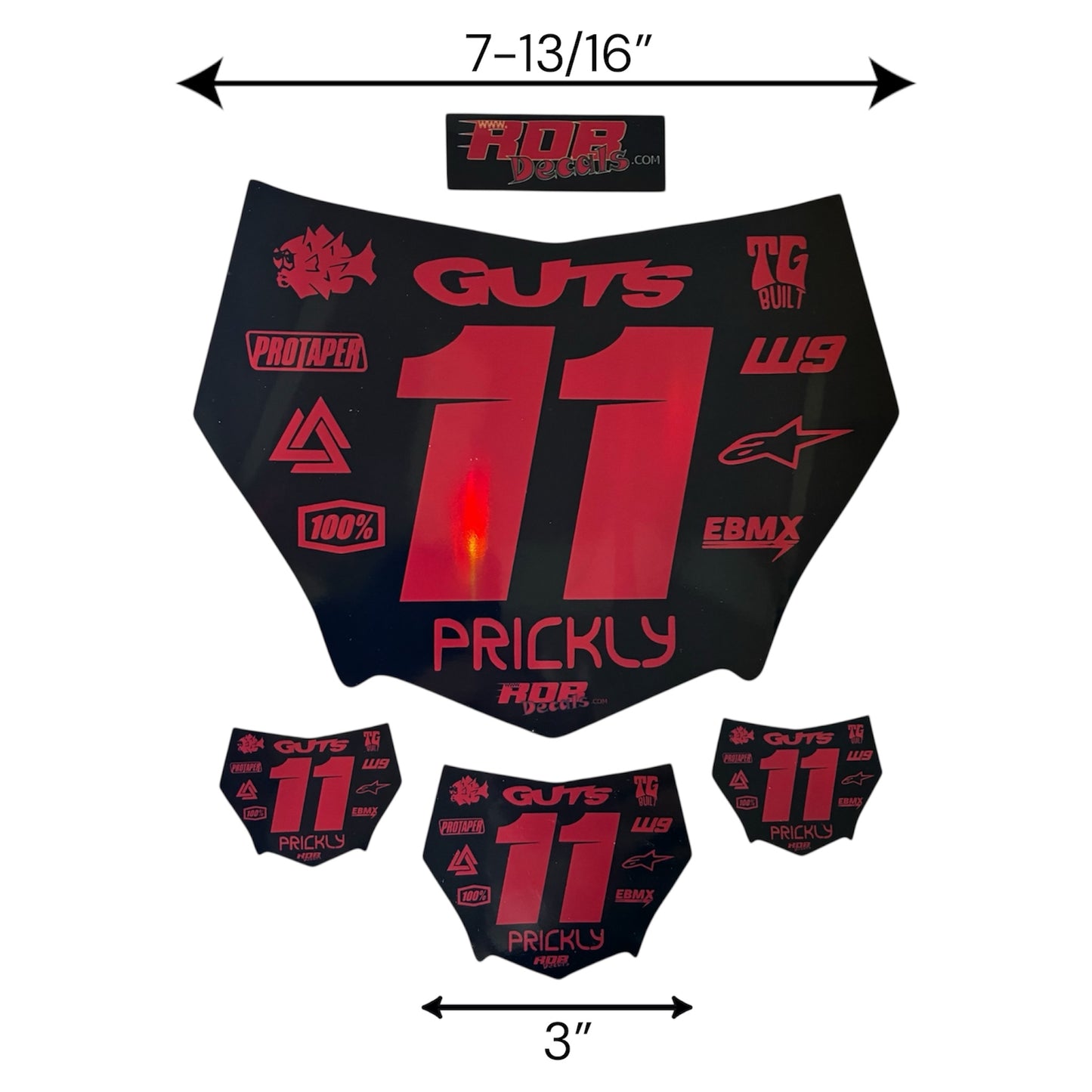 MotoCutz Style Front Number Plate Decal - 11 Logo - Talaria/ Surron/ E-Bike- Includes Free Mini Decals