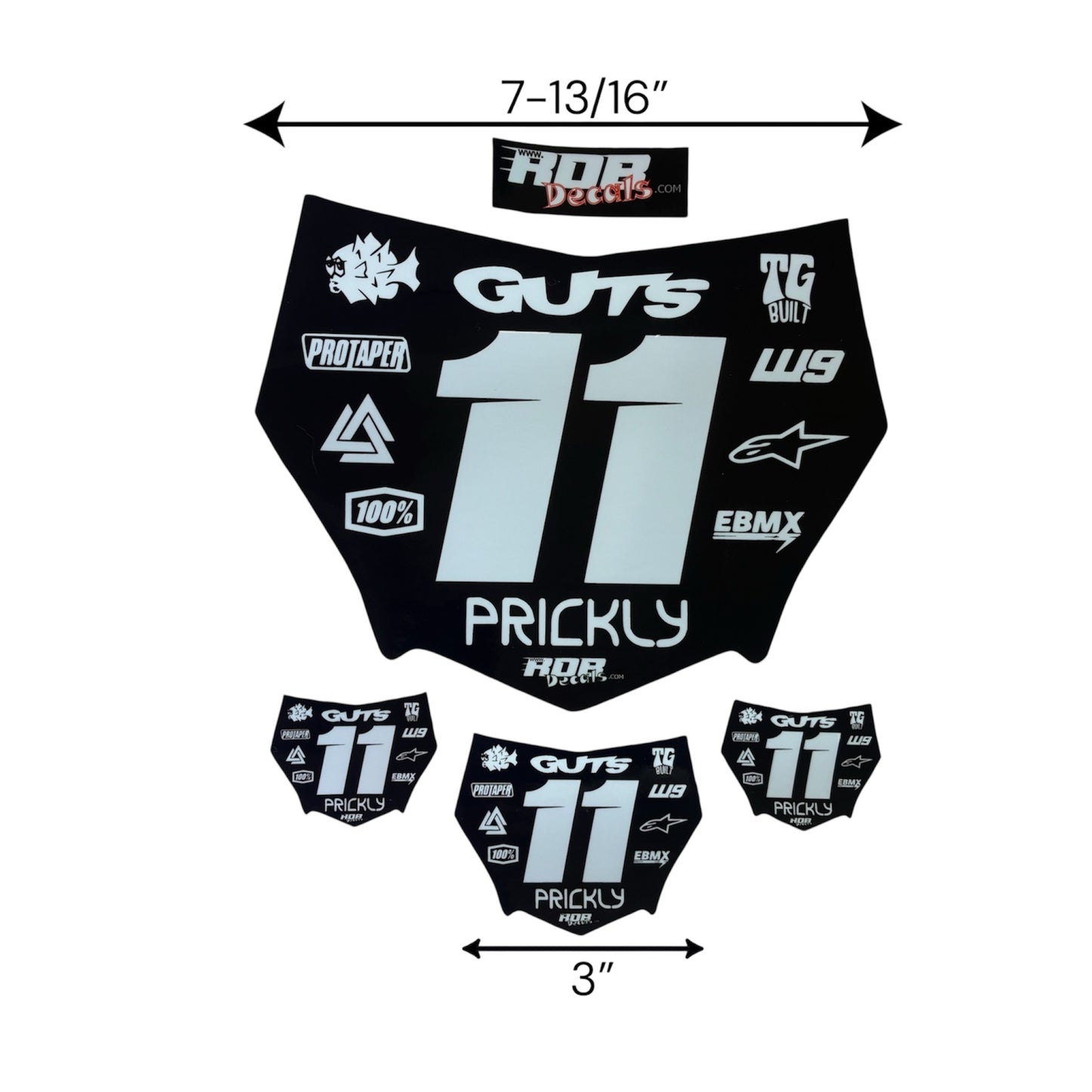 MotoCutz Plate Decal — 11 Logo — White