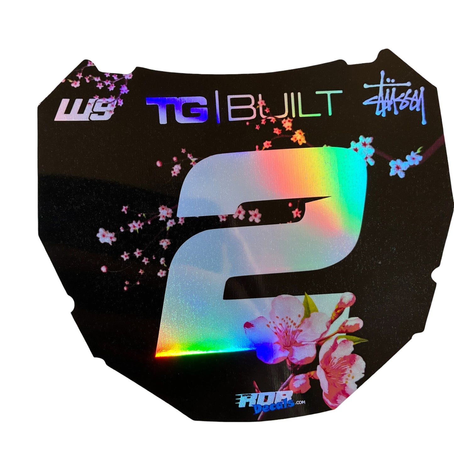 ODI Plate Decal — Pink Cherry Blossom — Holograph Chrome