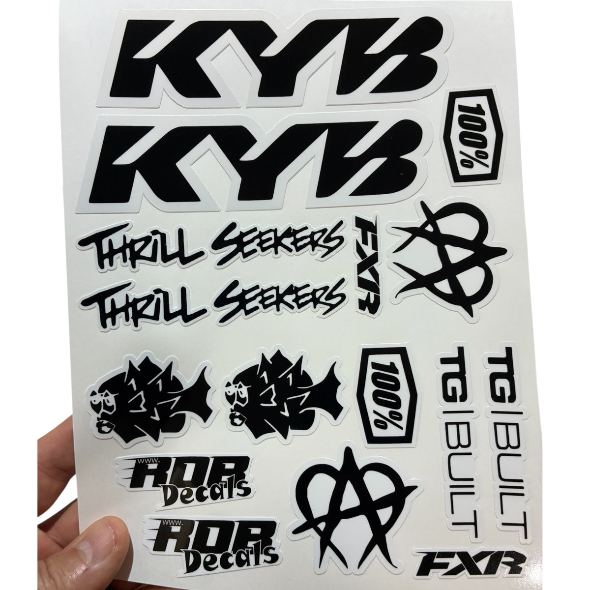 Moto Logos Decal Sheet LS1 - Blacks - Ebike and Motorcycle Decorative Stickers