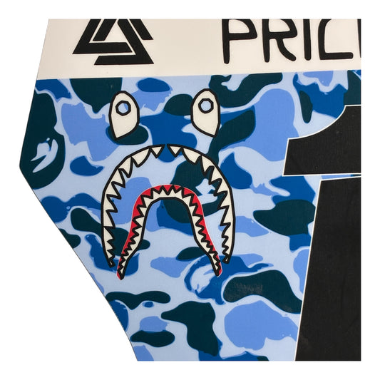 MotoCutz Style Front Number Plate Decal- Blue Designer Camo- 5 Logo - Talaria/  Surron/ E-Bike- Includes Free Mini Decals