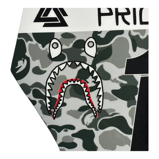 MotoCutz Style Front Number Plate Decal- Gray Designer Camo- 5 Logo - Talaria/  Surron/ E-Bike- Includes Free Mini Decals