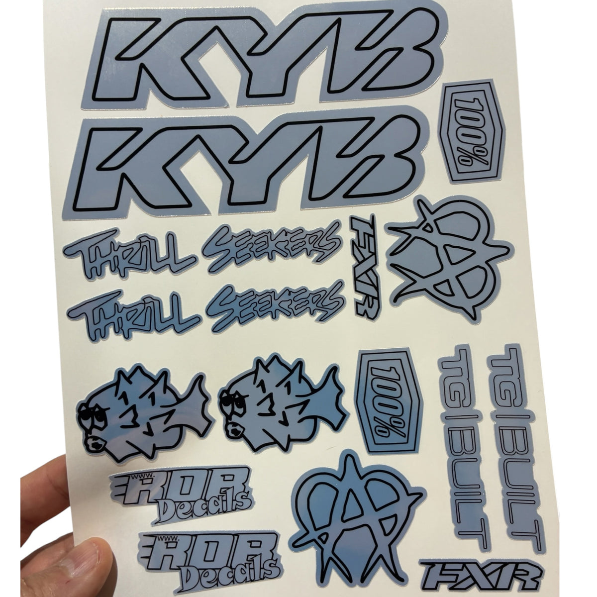 Moto Logos Decal Sheet LS1 - Blacks - Ebike and Motorcycle Decorative Stickers