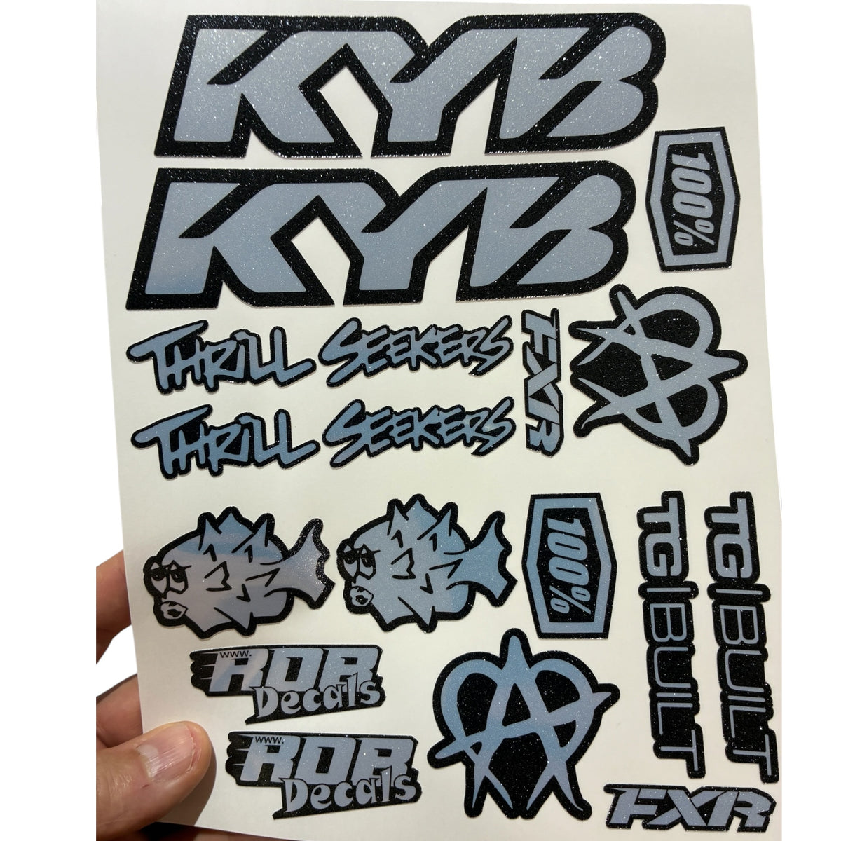 Moto Logos Decal Sheet LS1 - Blacks - Ebike and Motorcycle Decorative Stickers