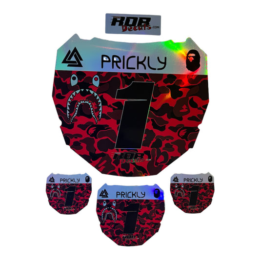 ODI Plate Decal — Red Designer Camo (Holographic Chrome)