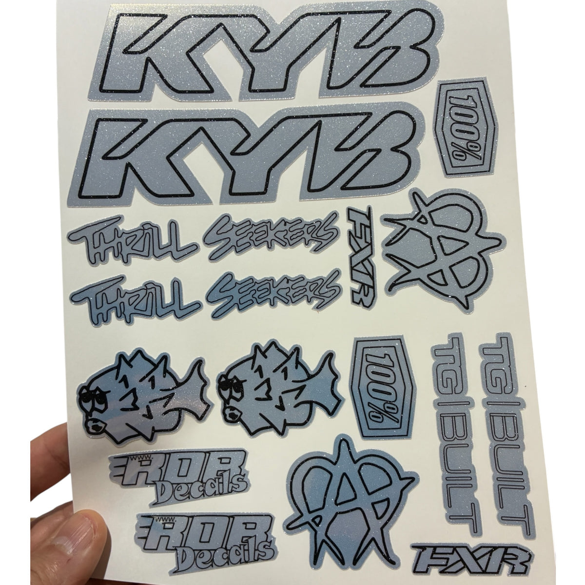 Moto Logos Decal Sheet LS1 - Blacks - Ebike and Motorcycle Decorative Stickers