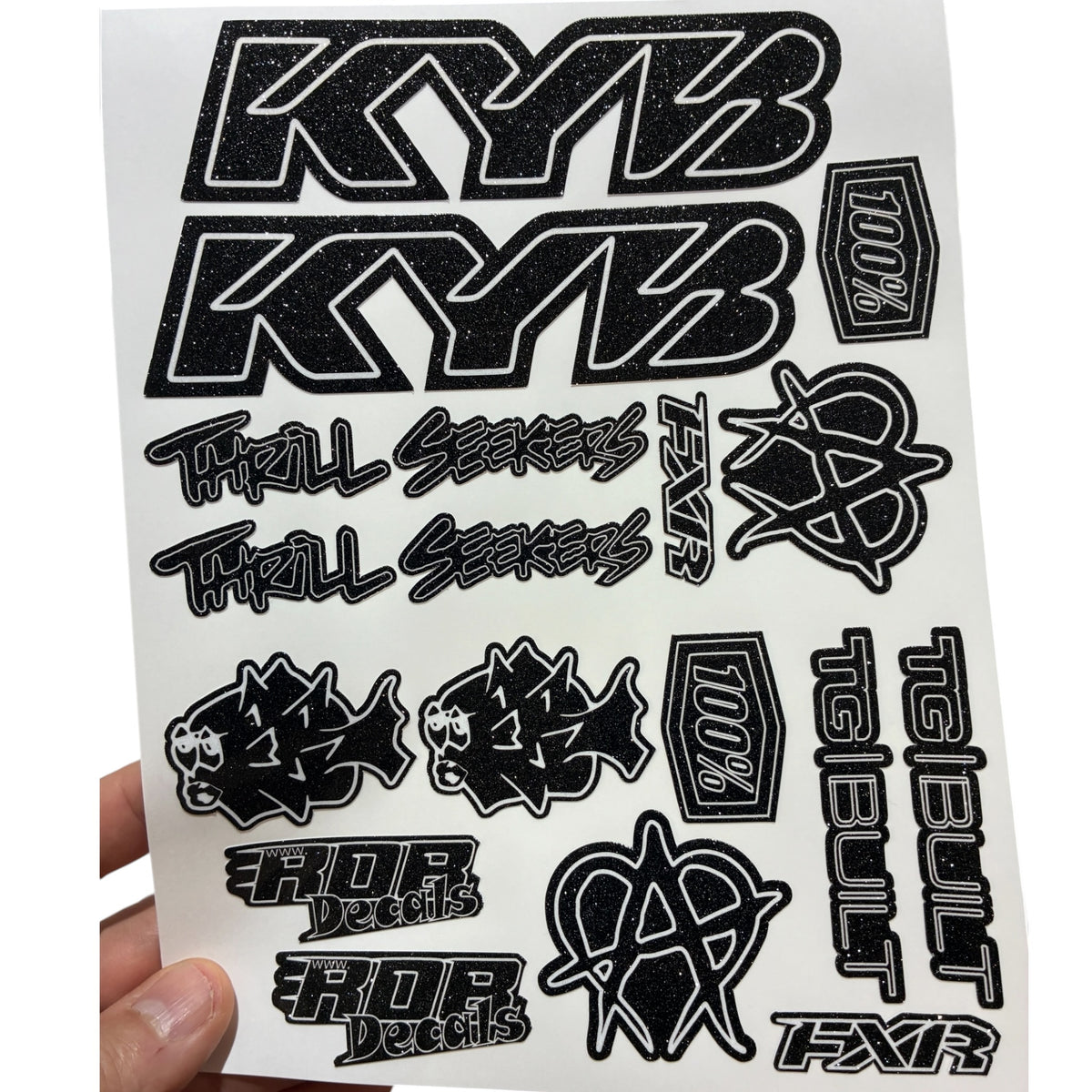 Moto Logos Decal Sheet LS1 - Blacks - Ebike and Motorcycle Decorative Stickers