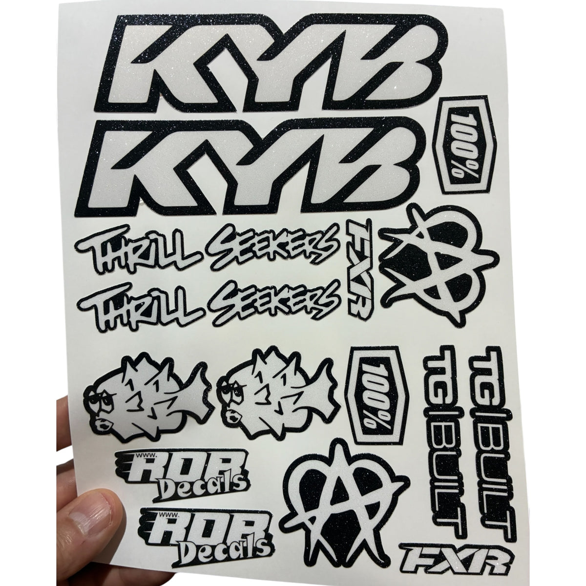 Moto Logos Decal Sheet LS1 - Blacks - Ebike and Motorcycle Decorative Stickers