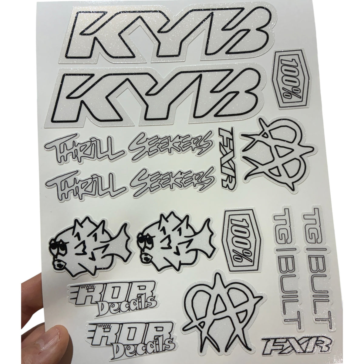 Moto Logos Decal Sheet LS1 - Blacks - Ebike and Motorcycle Decorative Stickers