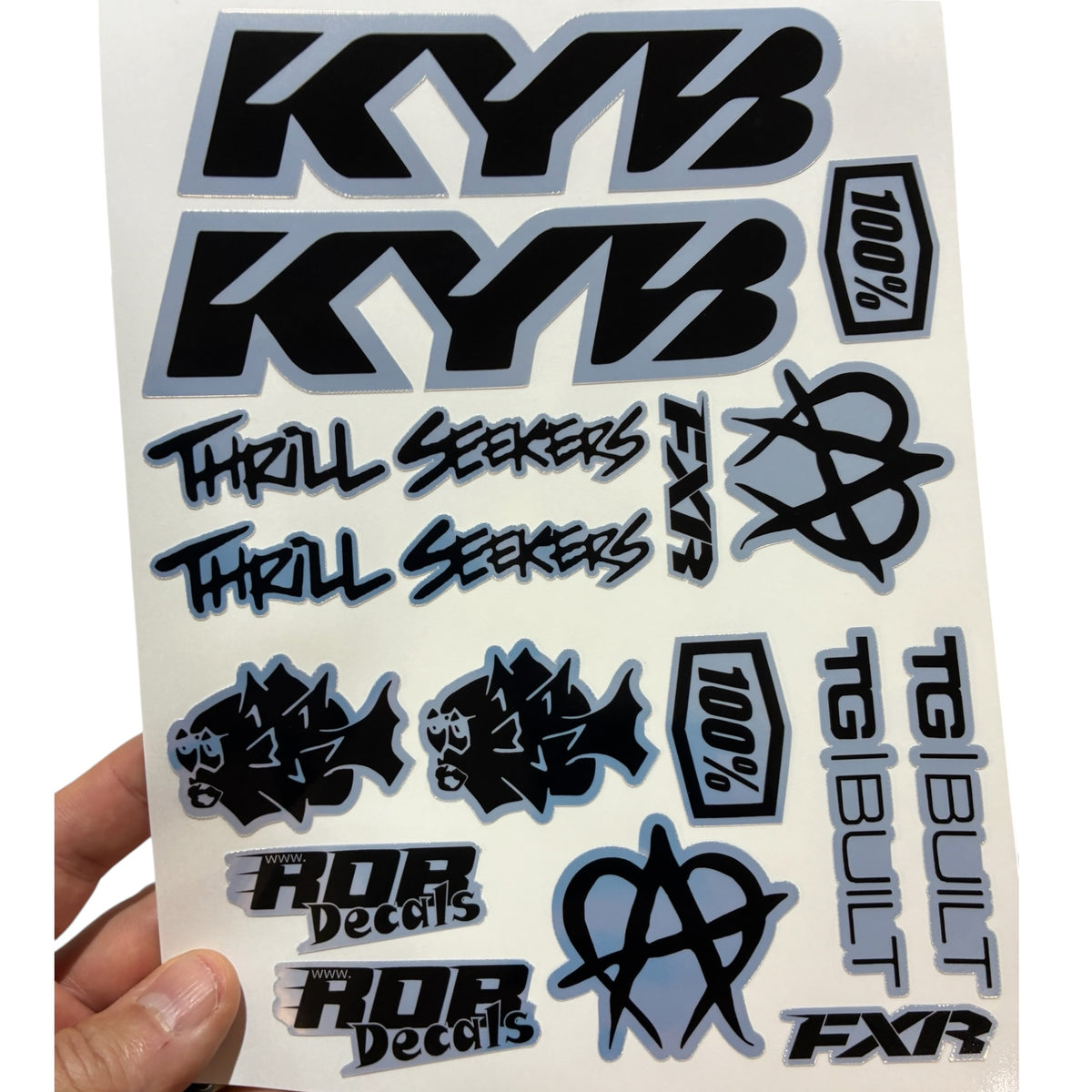 Moto Logos Decal Sheet LS1 - Blacks - Ebike and Motorcycle Decorative Stickers