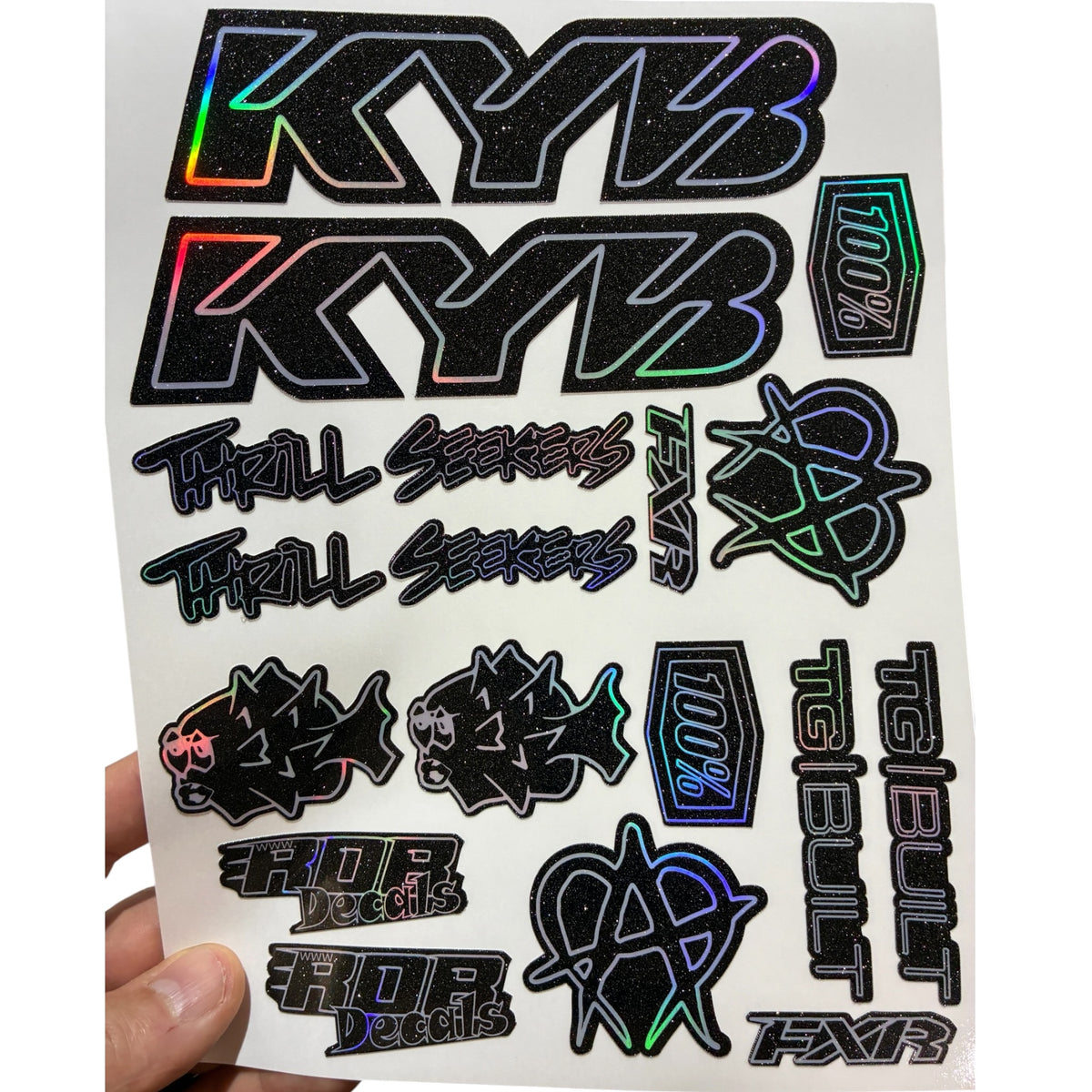 Moto Logos Decal Sheet LS1 - Blacks - Ebike and Motorcycle Decorative Stickers