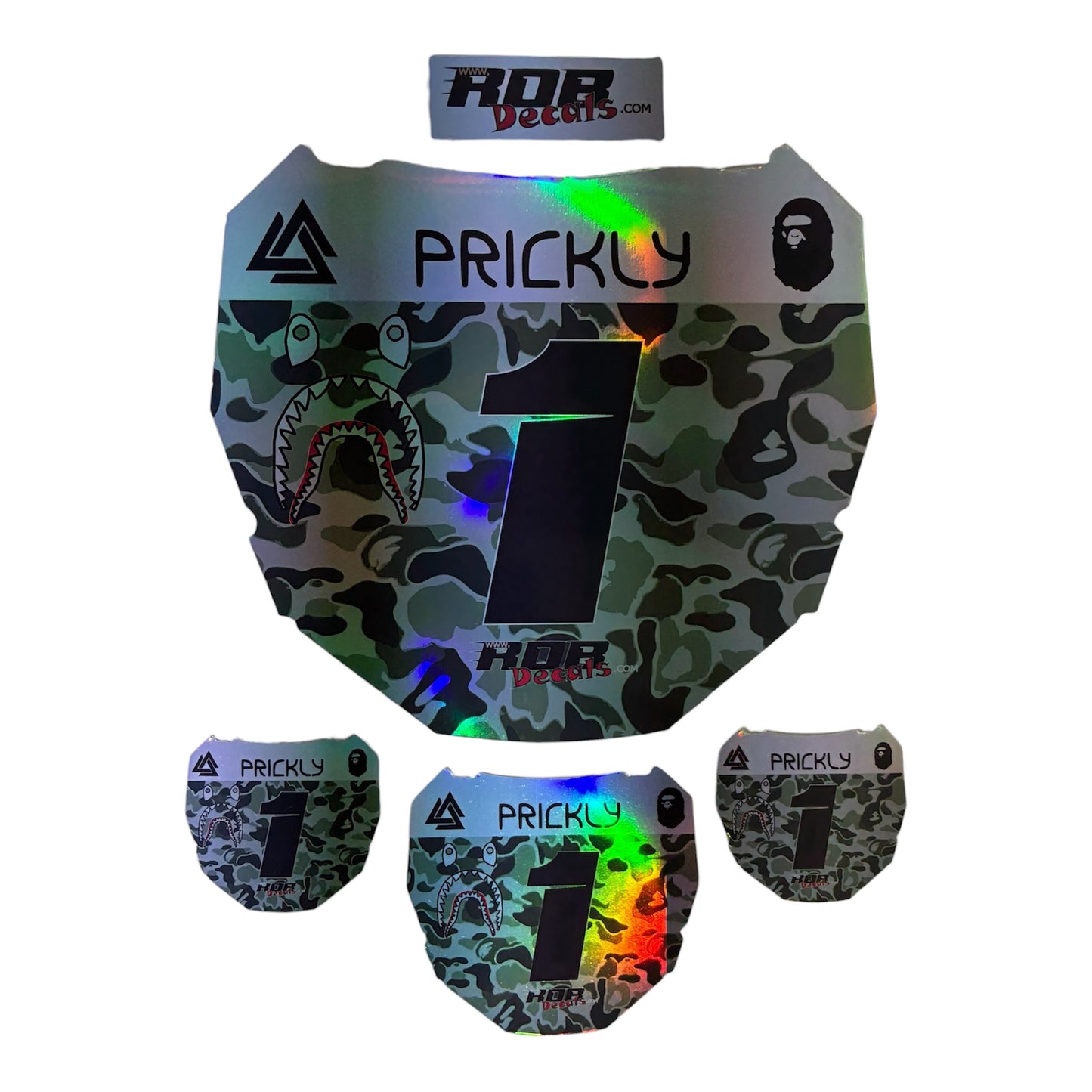 ODI Style Front Number Plate Decal — Gray Designer Camo (Holographic Chrome)