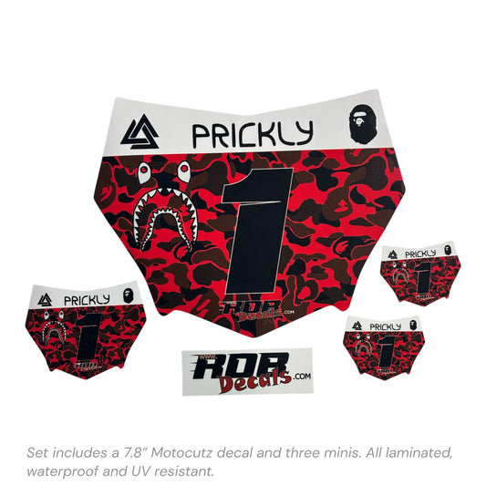 MotoCutz Plate Decal — Red Designer Camo