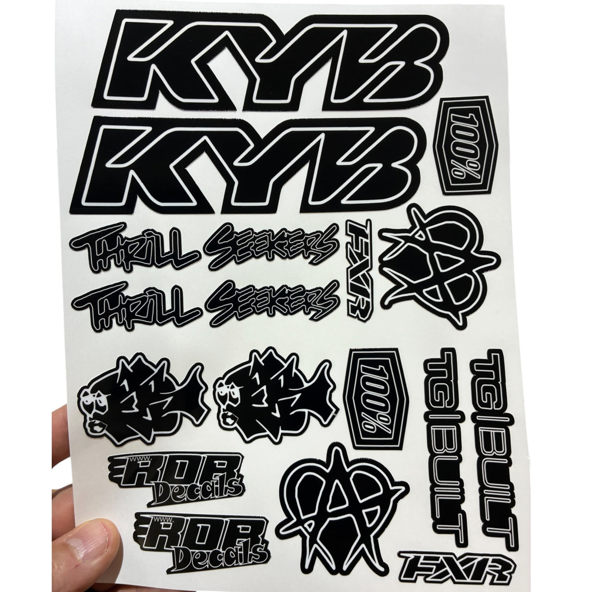 Moto Logos Decal Sheet LS1 - Blacks - Ebike and Motorcycle Decorative Stickers