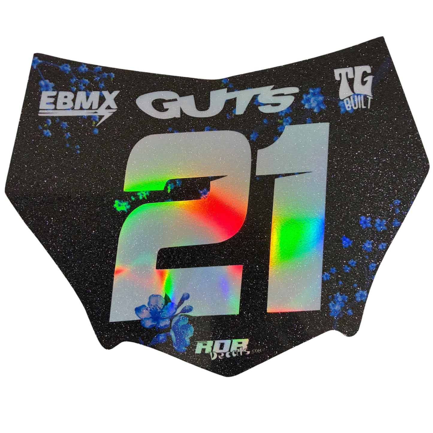 MotoCutz Plate Decals — Blue Cherry Blossom