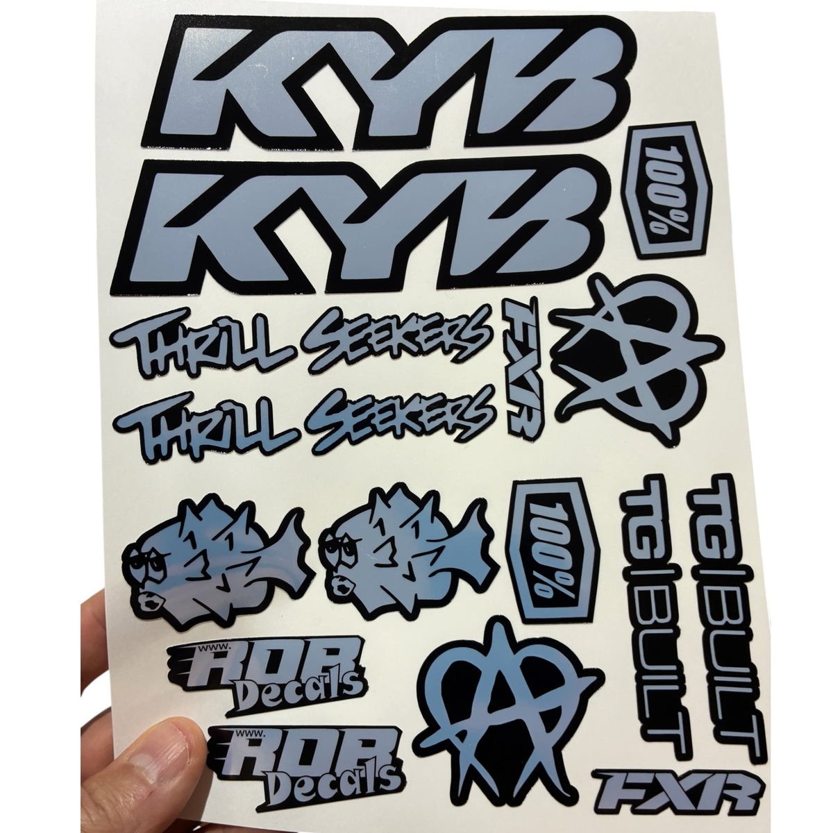 Moto Logos Decal Sheet LS1 - Blacks - Ebike and Motorcycle Decorative Stickers