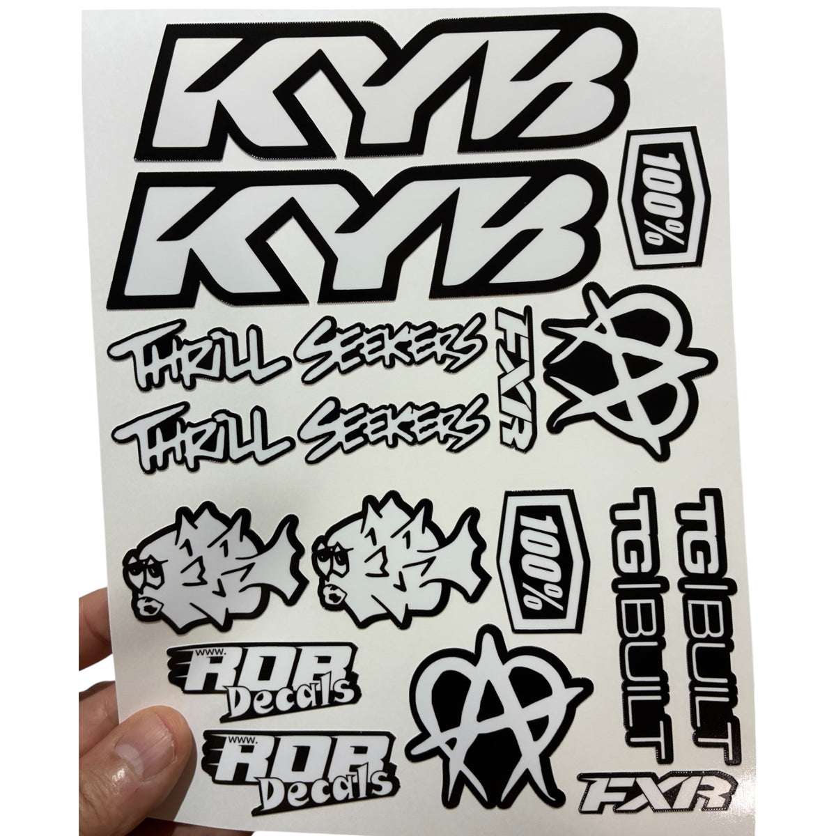 Moto Logos Decal Sheet LS1 - Blacks - Ebike and Motorcycle Decorative Stickers