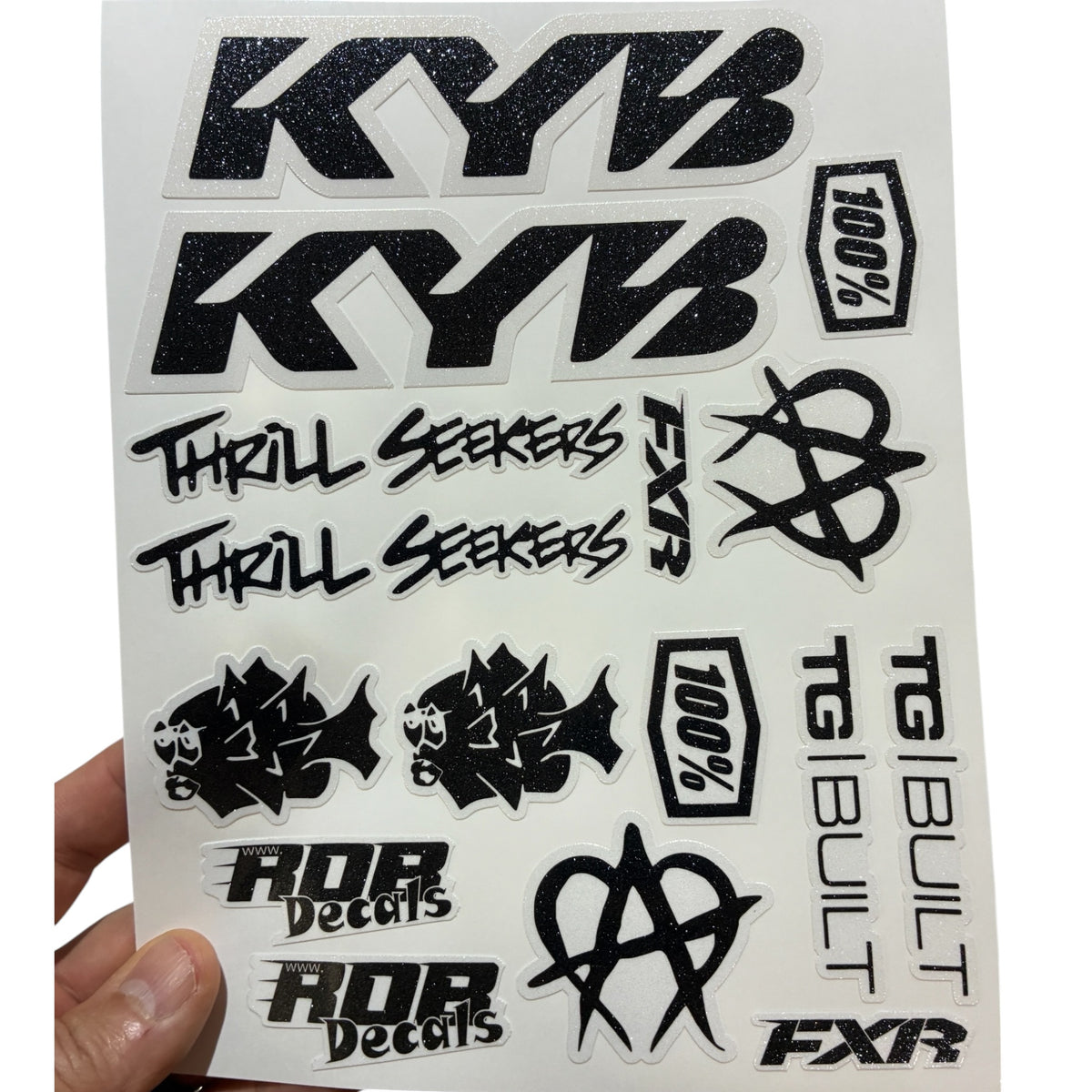 Moto Logos Decal Sheet LS1 - Blacks - Ebike and Motorcycle Decorative Stickers
