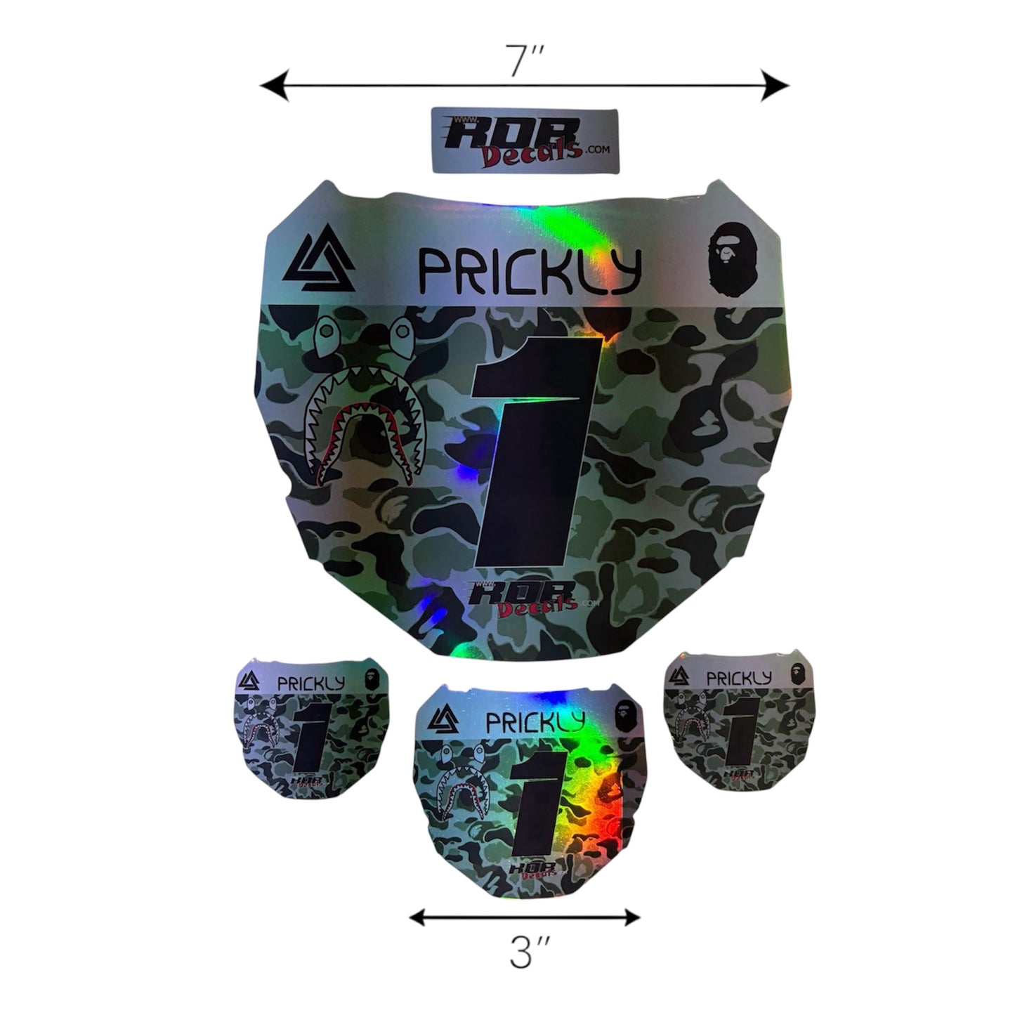 ODI Style Front Number Plate Decal — Gray Designer Camo (Holographic Chrome)