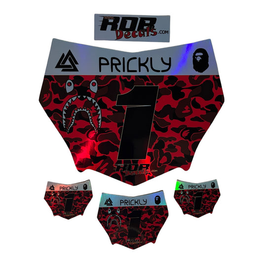 MotoCutz Plate Decal — Red Designer Camo (Holographic Chrome)