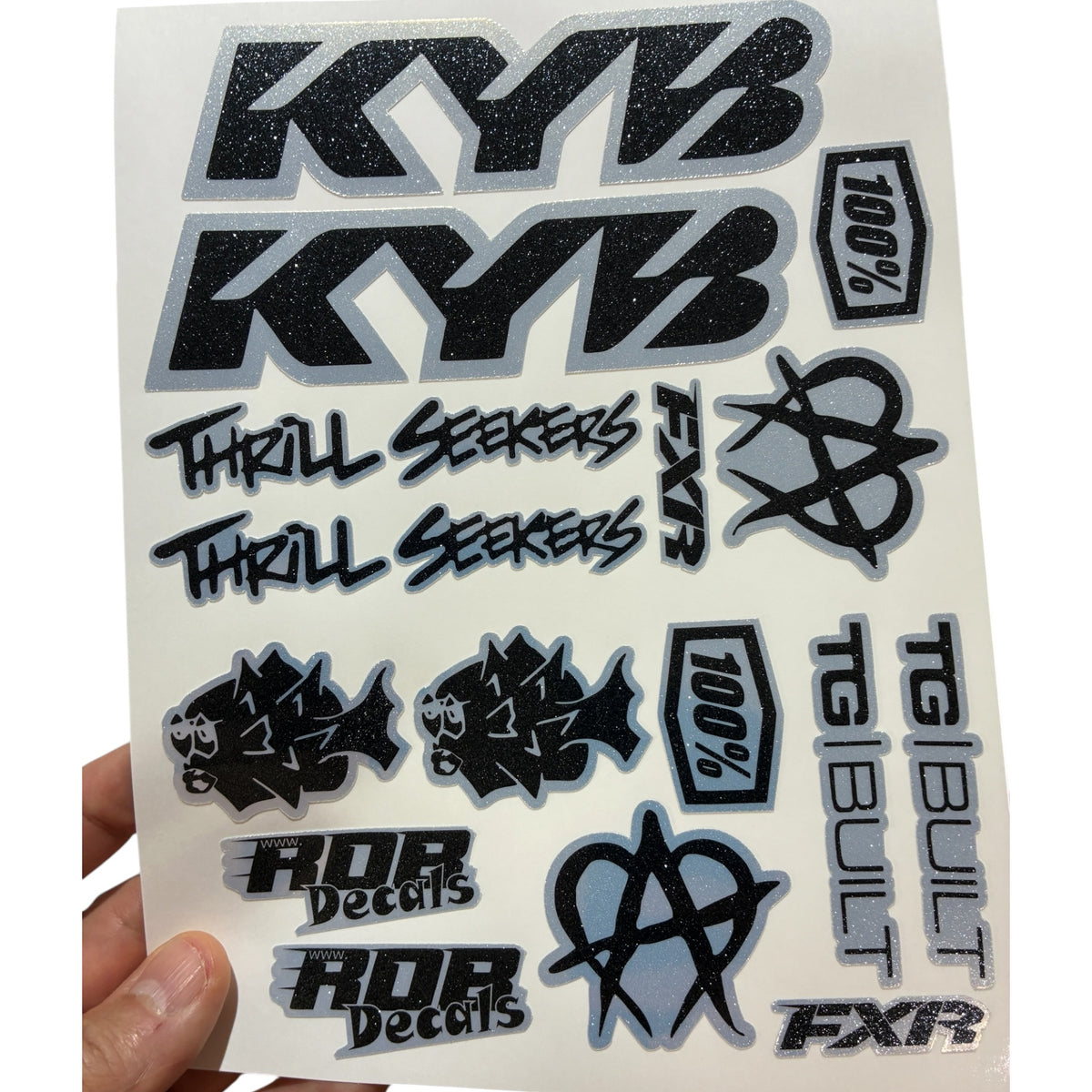 Moto Logos Decal Sheet LS1 - Blacks - Ebike and Motorcycle Decorative Stickers