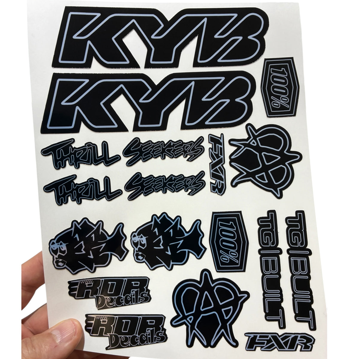 Moto Logos Decal Sheet LS1 - Blacks - Ebike and Motorcycle Decorative Stickers