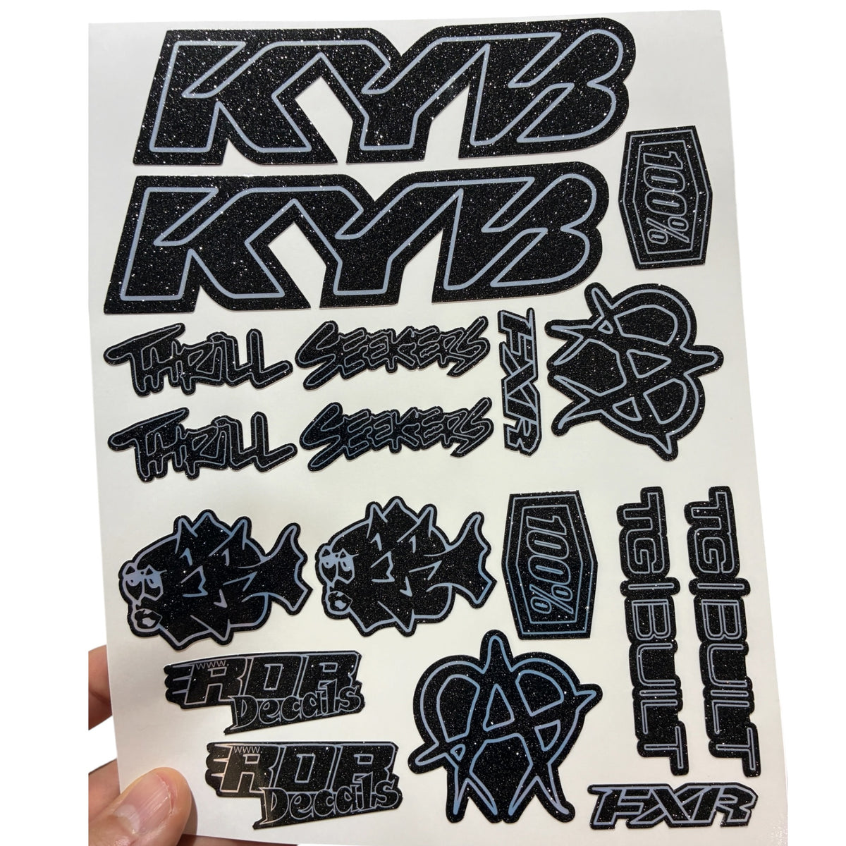 Moto Logos Decal Sheet LS1 - Blacks - Ebike and Motorcycle Decorative Stickers