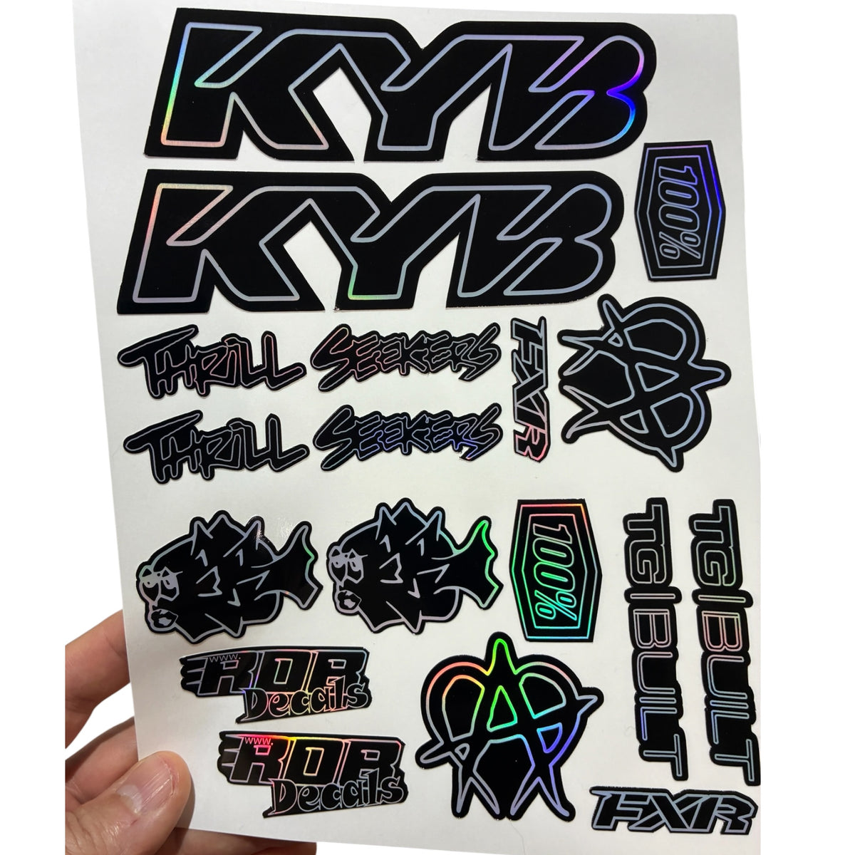 Moto Logos Decal Sheet LS1 - Blacks - Ebike and Motorcycle Decorative Stickers
