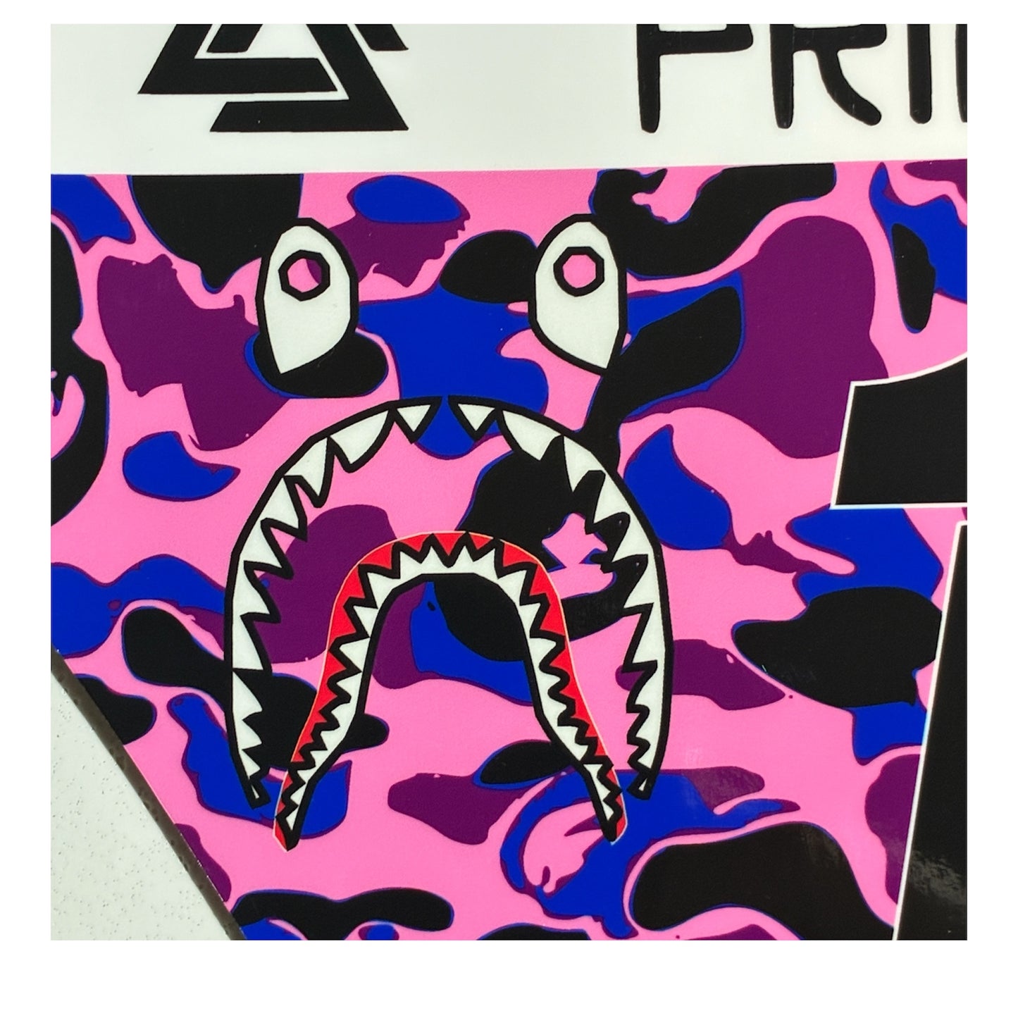 MotoCutz Style Front Number Plate Decal- Pink/ Purple/ Blue Designer Camo- 5 Logo - Talaria/  Surron/ E-Bike- Includes Free Mini Decals