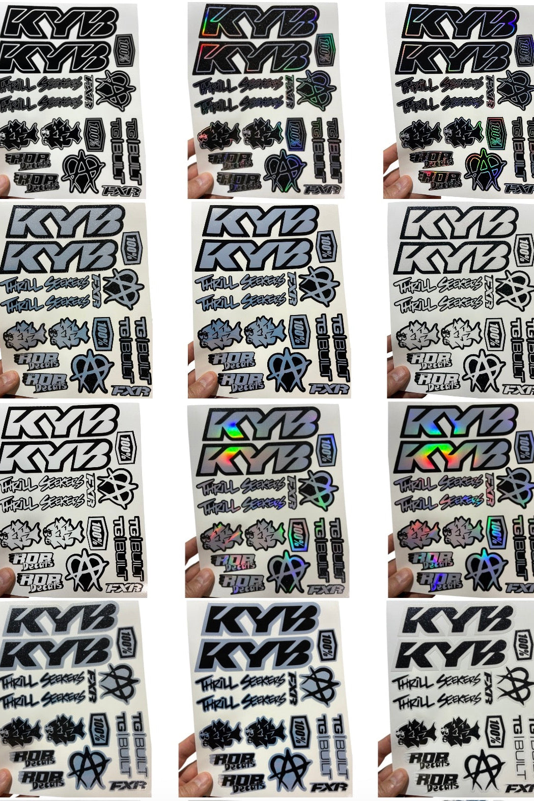 Moto Logos Decal Sheet LS1 - Blacks - Ebike and Motorcycle Decorative Stickers