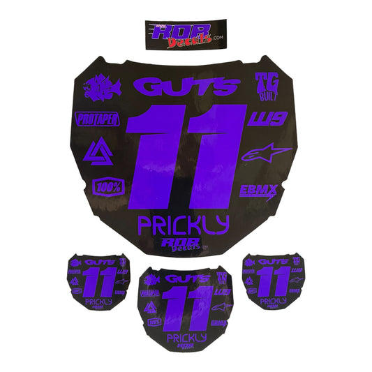 ODI Style Front Number Plate Decal — 11 Logo — Purple