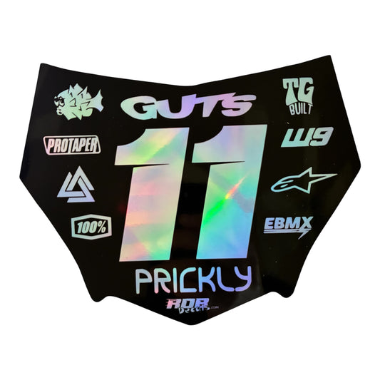 MotoCutz Style Front Number Plate Decal- Holographic Chrome - 11 Logo - Talaria/  Surron/ E-Bike- Includes Free Mini Decals