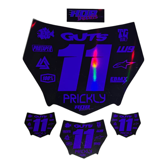 MotoCutz Style Front Number Plate Decal- Metalic Purple - 11 Logo - Talaria/  Surron/ E-Bike- Includes Free Mini Decals