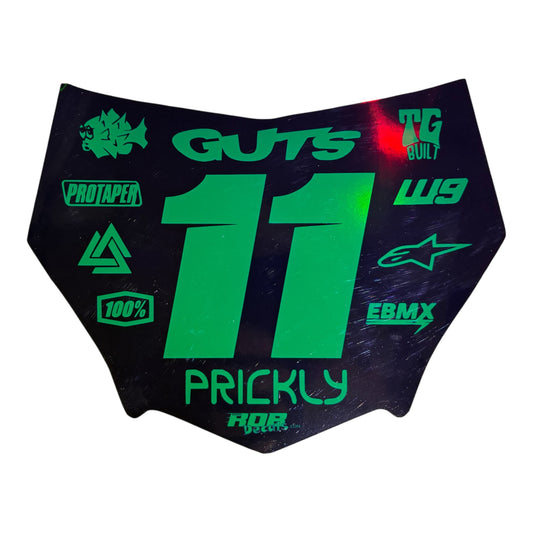 MotoCutz Style Front Number Plate Decal- Metalic Green - 11 Logo - Talaria/  Surron/ E-Bike- Includes Free Mini Decals