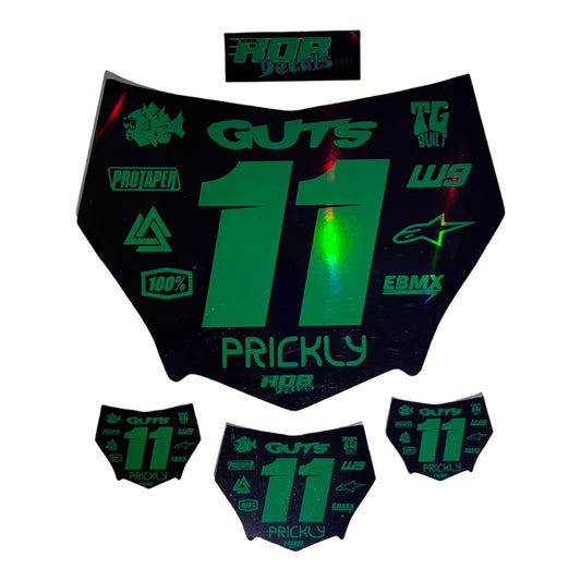 MotoCutz Style Front Number Plate Decal- Metalic Green - 11 Logo - Talaria/  Surron/ E-Bike- Includes Free Mini Decals