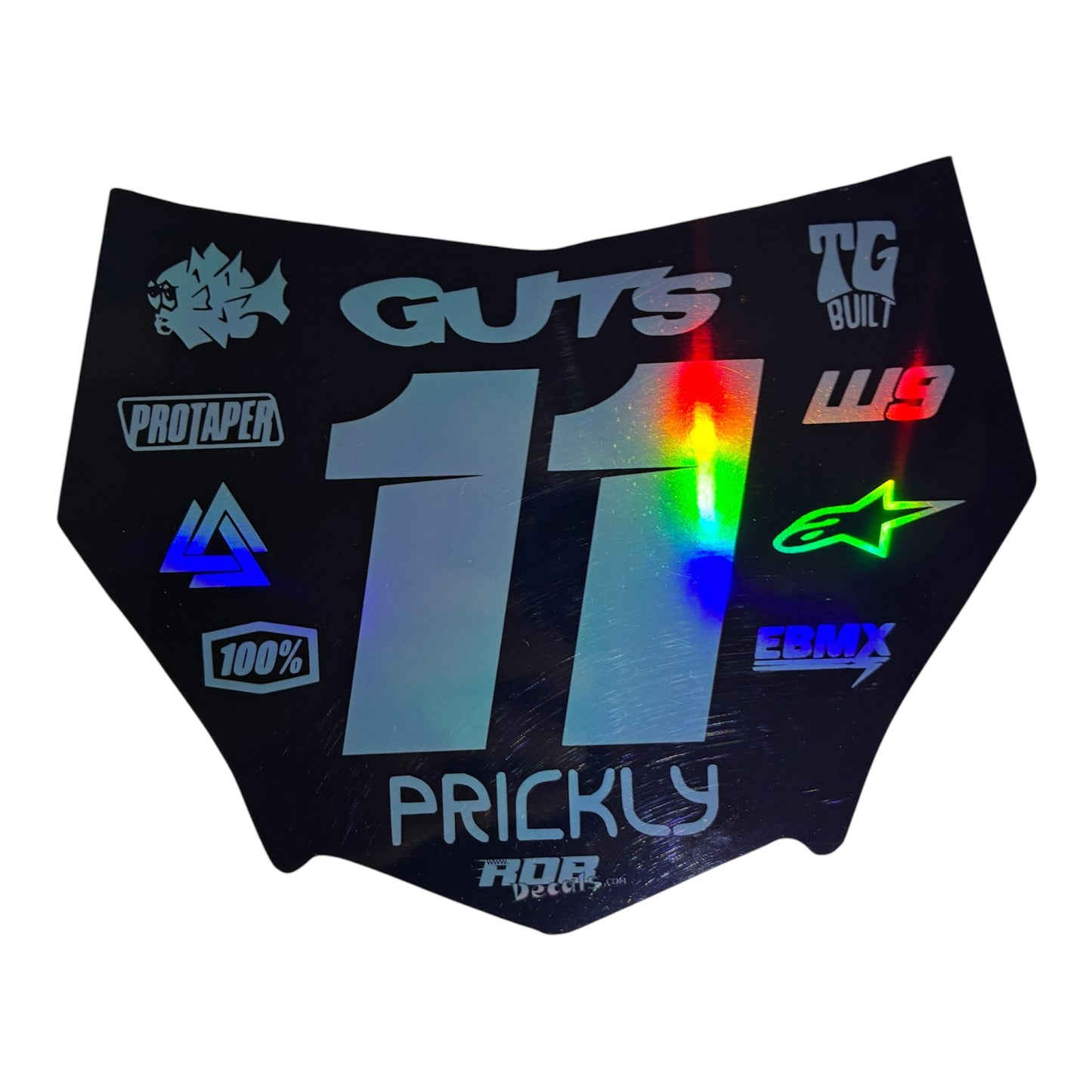 MotoCutz Style Front Number Plate Decal- Metalic Gray - 11 Logo - Talaria/  Surron/ E-Bike- Includes Free Mini Decals