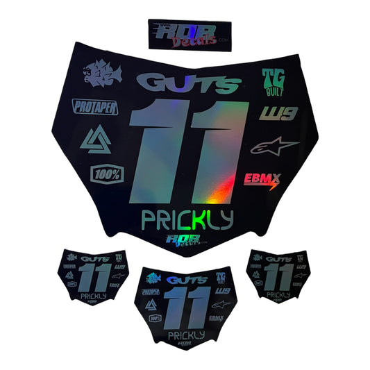 MotoCutz Style Front Number Plate Decal- Metalic Gray - 11 Logo - Talaria/  Surron/ E-Bike- Includes Free Mini Decals