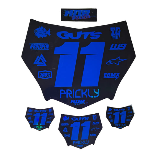 MotoCutz Style Front Number Plate Decal- Metalic Blue - 11 Logo - Talaria/  Surron/ E-Bike- Includes Free Mini Decals