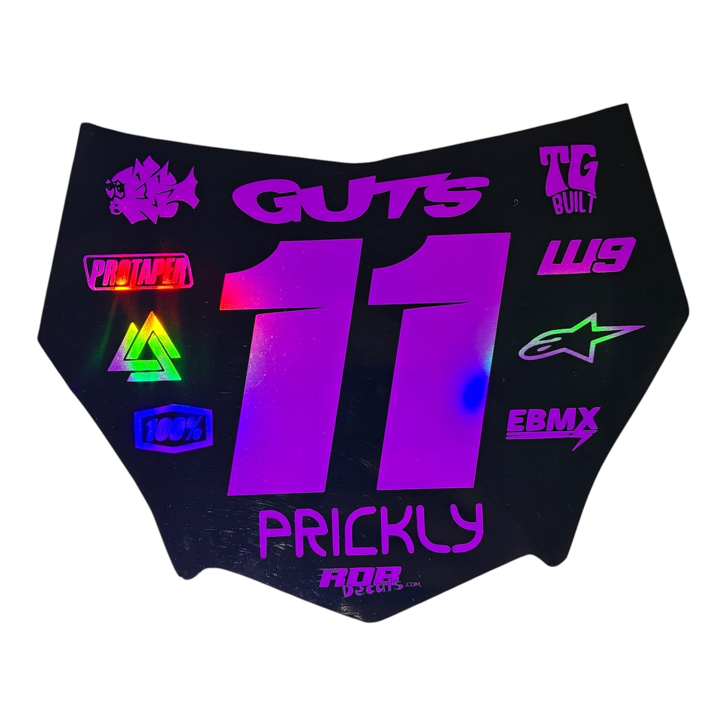 MotoCutz Style Front Number Plate Decal- Metalic Pink - 11 Logo - Talaria/  Surron/ E-Bike- Includes Free Mini Decals