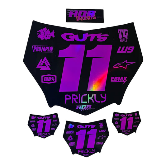 MotoCutz Style Front Number Plate Decal- Metalic Pink - 11 Logo - Talaria/  Surron/ E-Bike- Includes Free Mini Decals