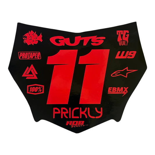 MotoCutz Style Front Number Plate Decal- Red - 11 Logo - Talaria/  Surron/ E-Bike- Includes Free Mini Decals
