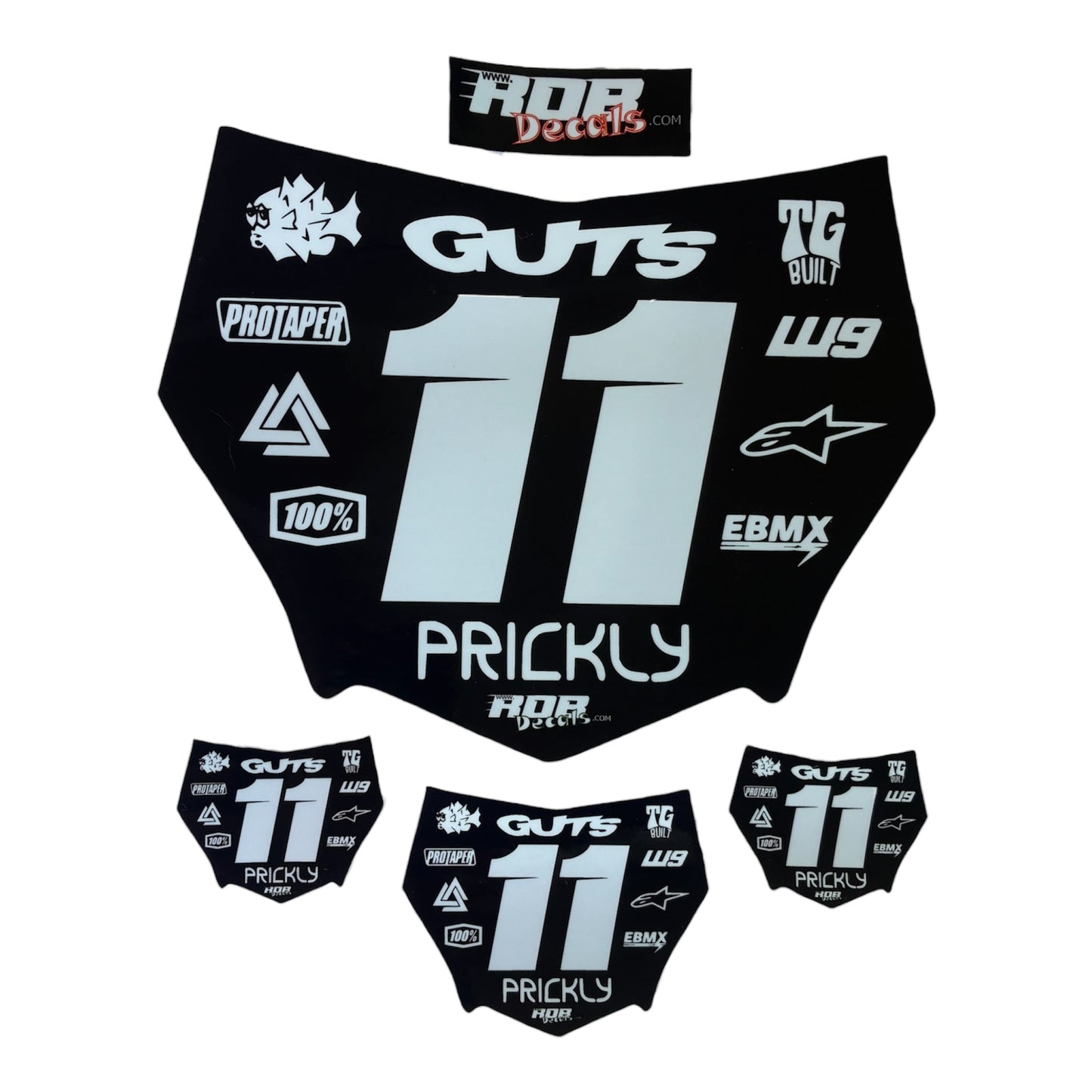 MotoCutz Plate Decal — 11 Logo — White