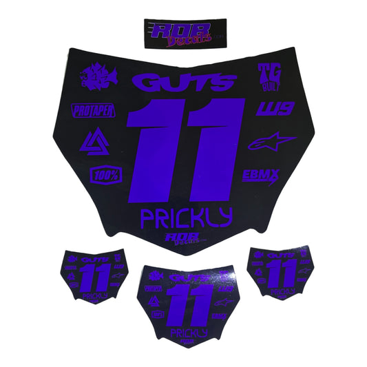 MotoCutz Style Front Number Plate Decal- Purple - 11 Logo - Talaria/  Surron/ E-Bike- Includes Free Mini Decals