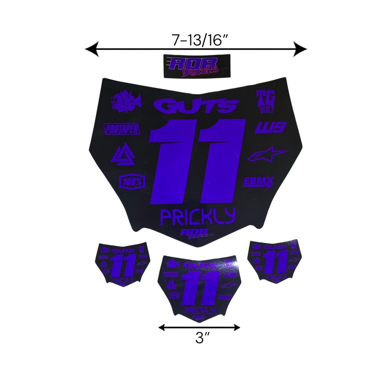 MotoCutz Style Front Number Plate Decal- Purple - 11 Logo - Talaria/  Surron/ E-Bike- Includes Free Mini Decals
