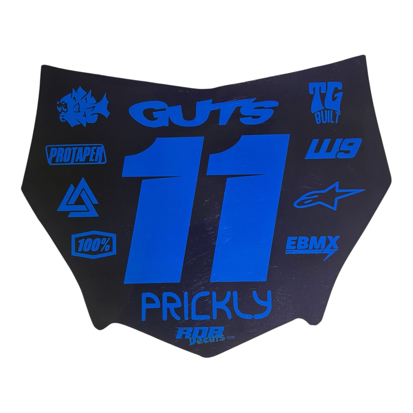 MotoCutz Style Front Number Plate Decal- Blue - 11 Logo - Talaria/  Surron/ E-Bike- Includes Free Mini Decals