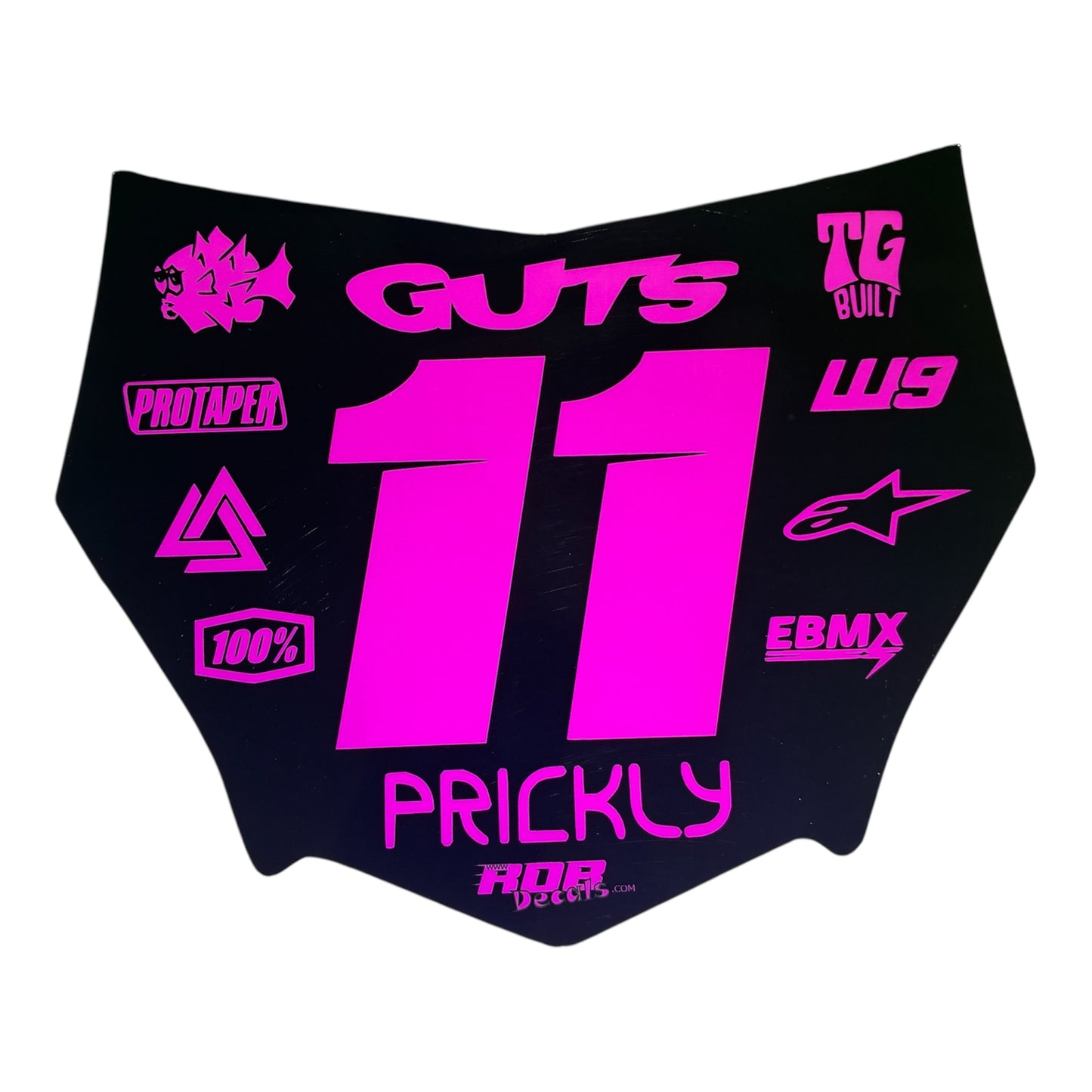 MotoCutz Style Front Number Plate Decal- Pink - 11 Logo - Talaria/  Surron/ E-Bike- Includes Free Mini Decals