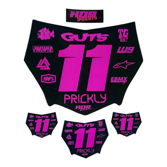 MotoCutz Style Front Number Plate Decal- Pink - 11 Logo - Talaria/  Surron/ E-Bike- Includes Free Mini Decals