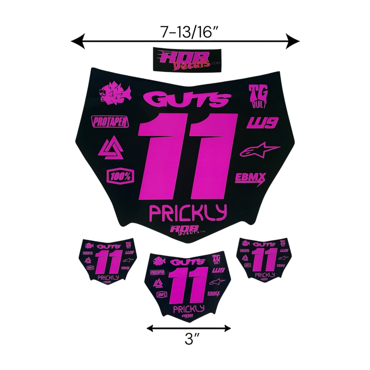 MotoCutz Style Front Number Plate Decal- Pink - 11 Logo - Talaria/  Surron/ E-Bike- Includes Free Mini Decals