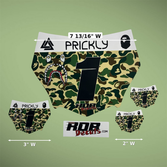 MotoCutz Style Front Number Plate Decal- Green Designer Camo- 5 Logo - Talaria/  Surron/ E-Bike- Includes Free Mini Decals